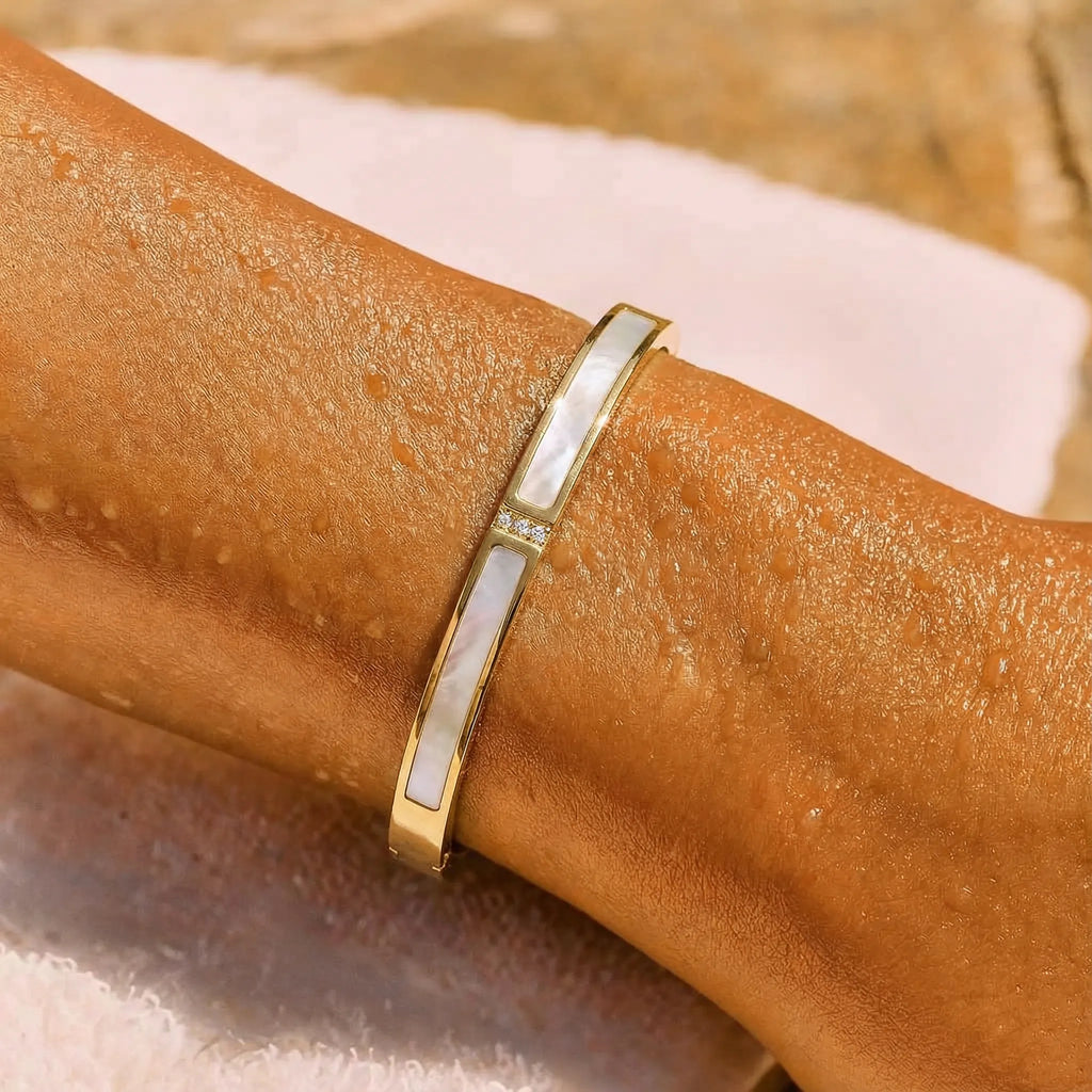 Slim Shell Inlay Bangle Bracelet