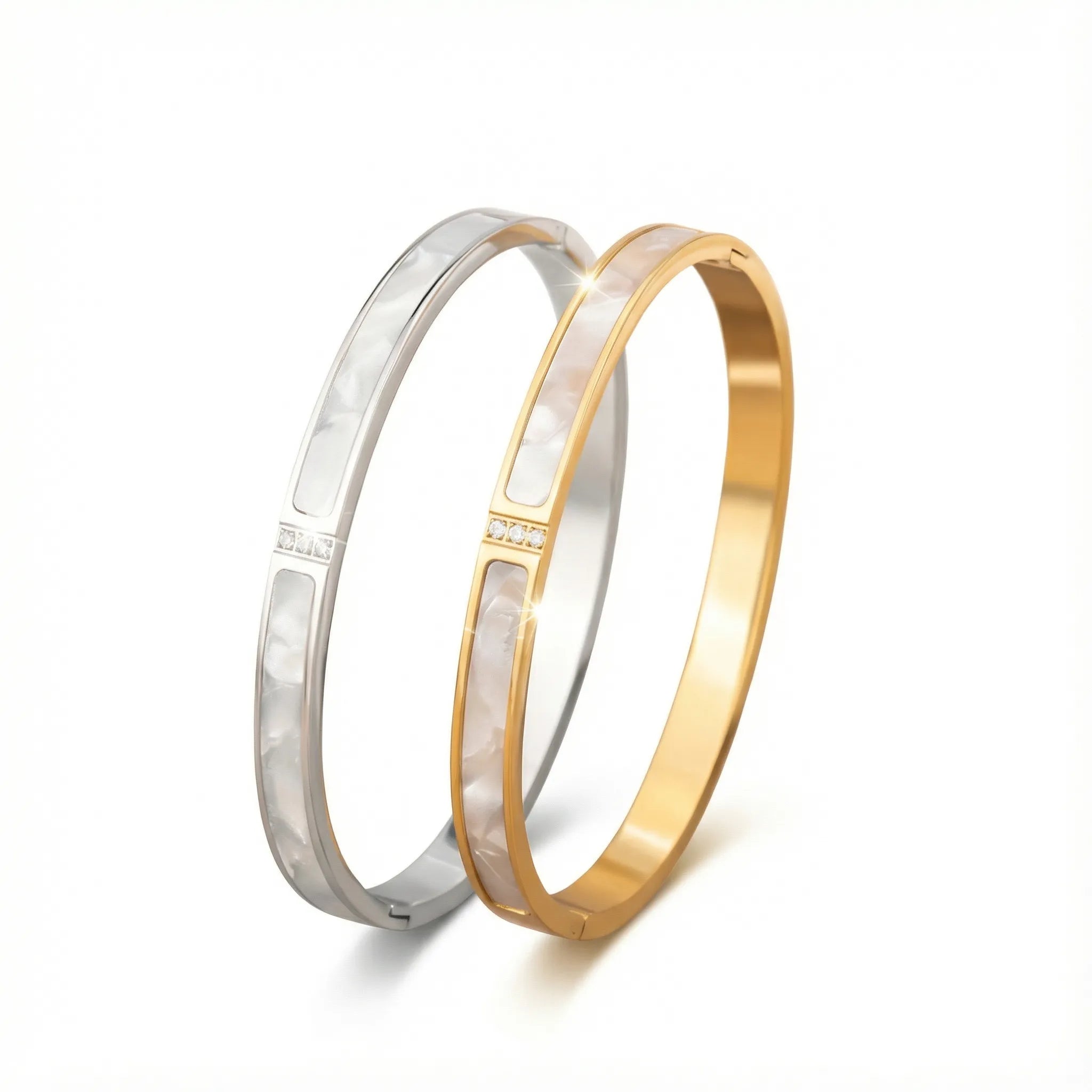 Slim Shell Inlay Bangle Bracelet