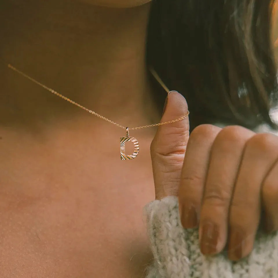 Textured Initial Necklace