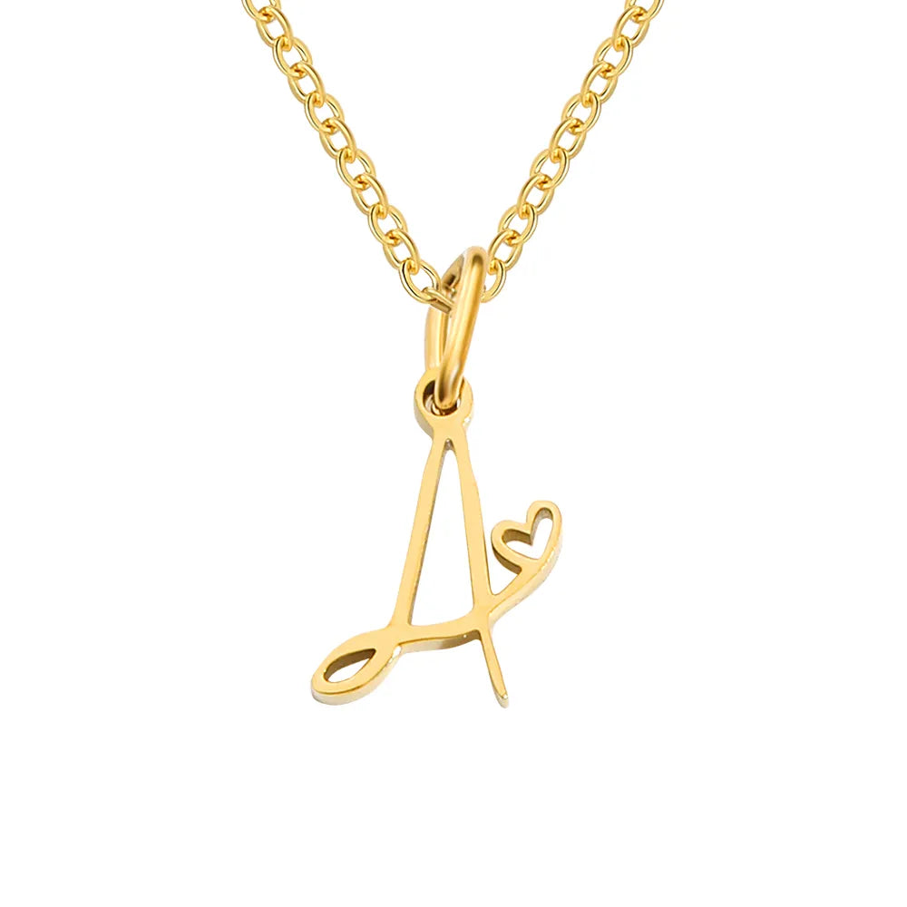 Cursive Letter Charm Necklace