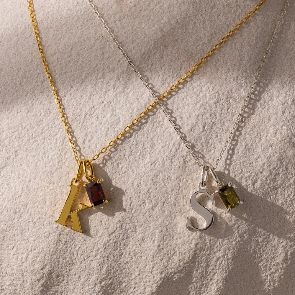 Initial Birthstone Necklace