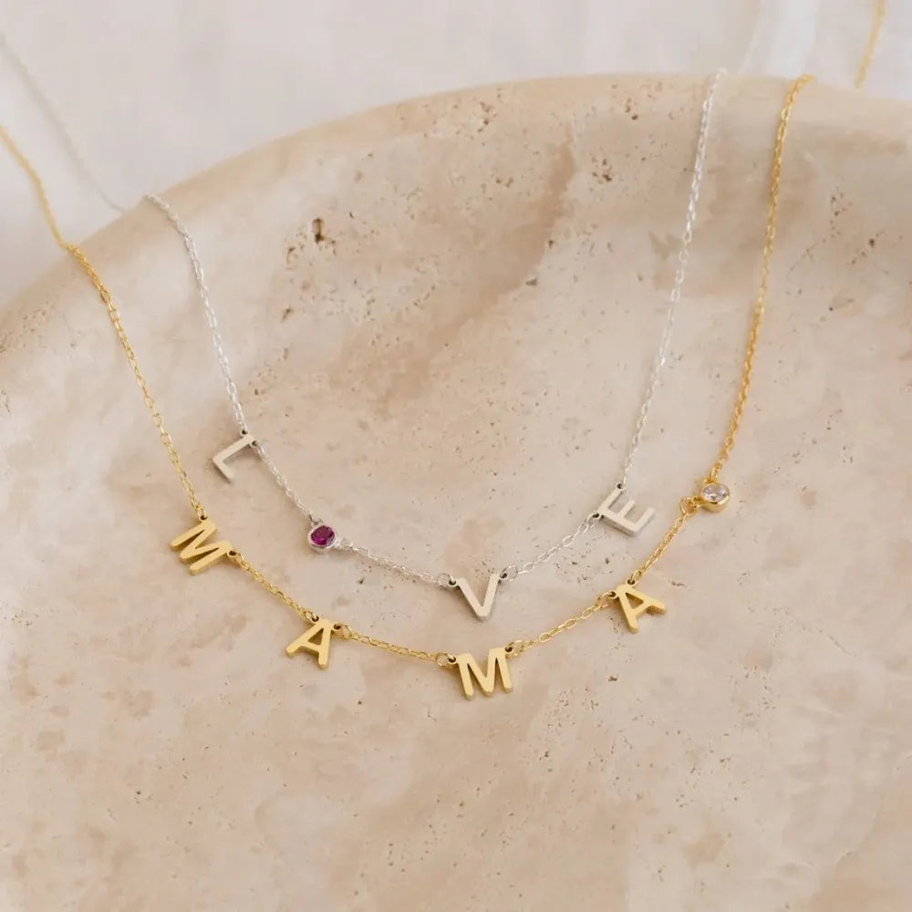 Birthstone Letter Necklace