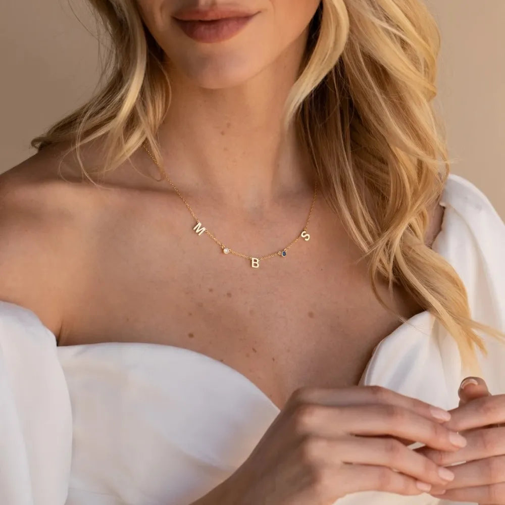 Birthstone Letter Necklace