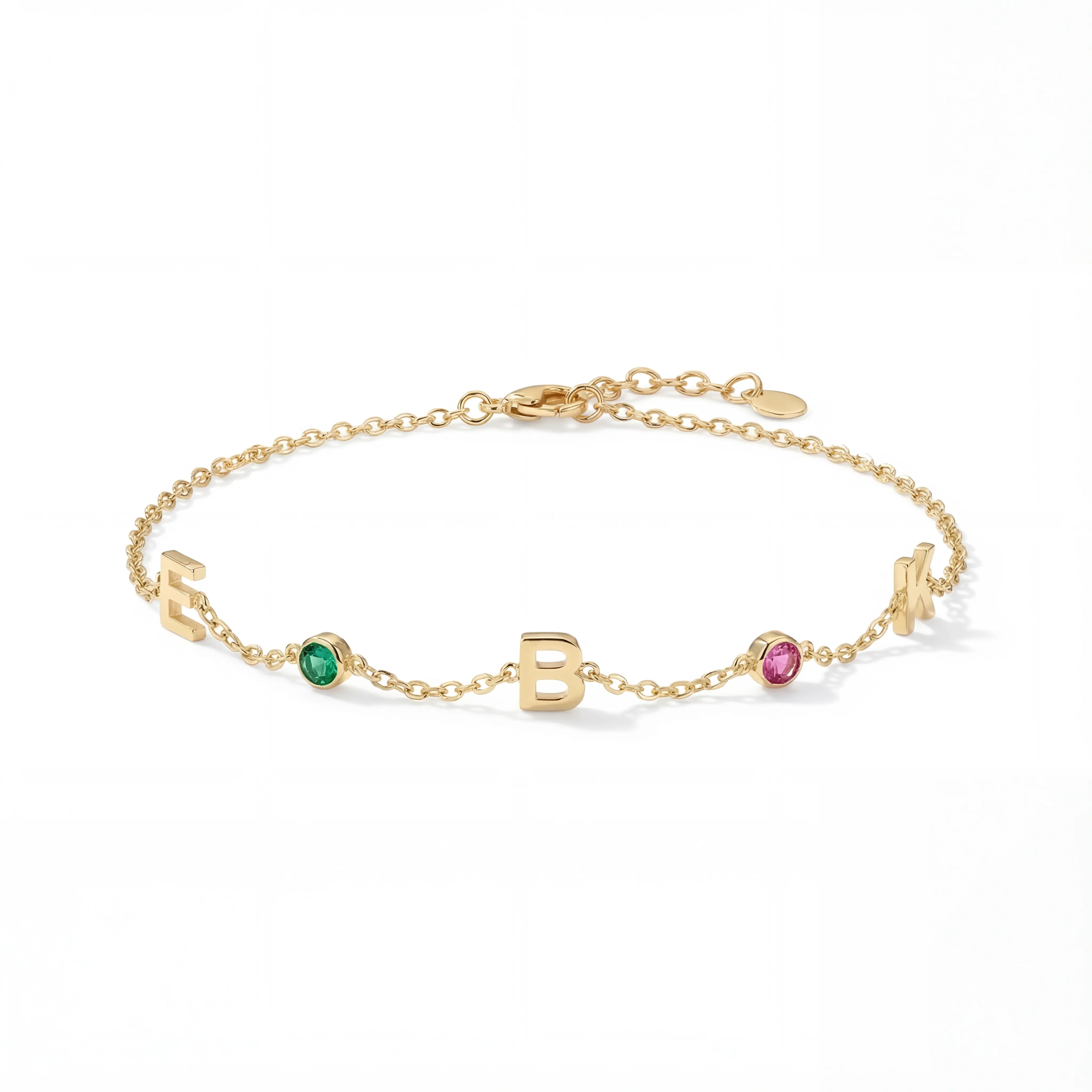 Personalized bracelet with name and birthstone